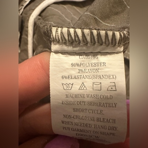 Svetlana Womens Pants 16 Olive Crinkle Cargo Zip Side Adjustable Hem Wide Leg - Picture 7 of 9